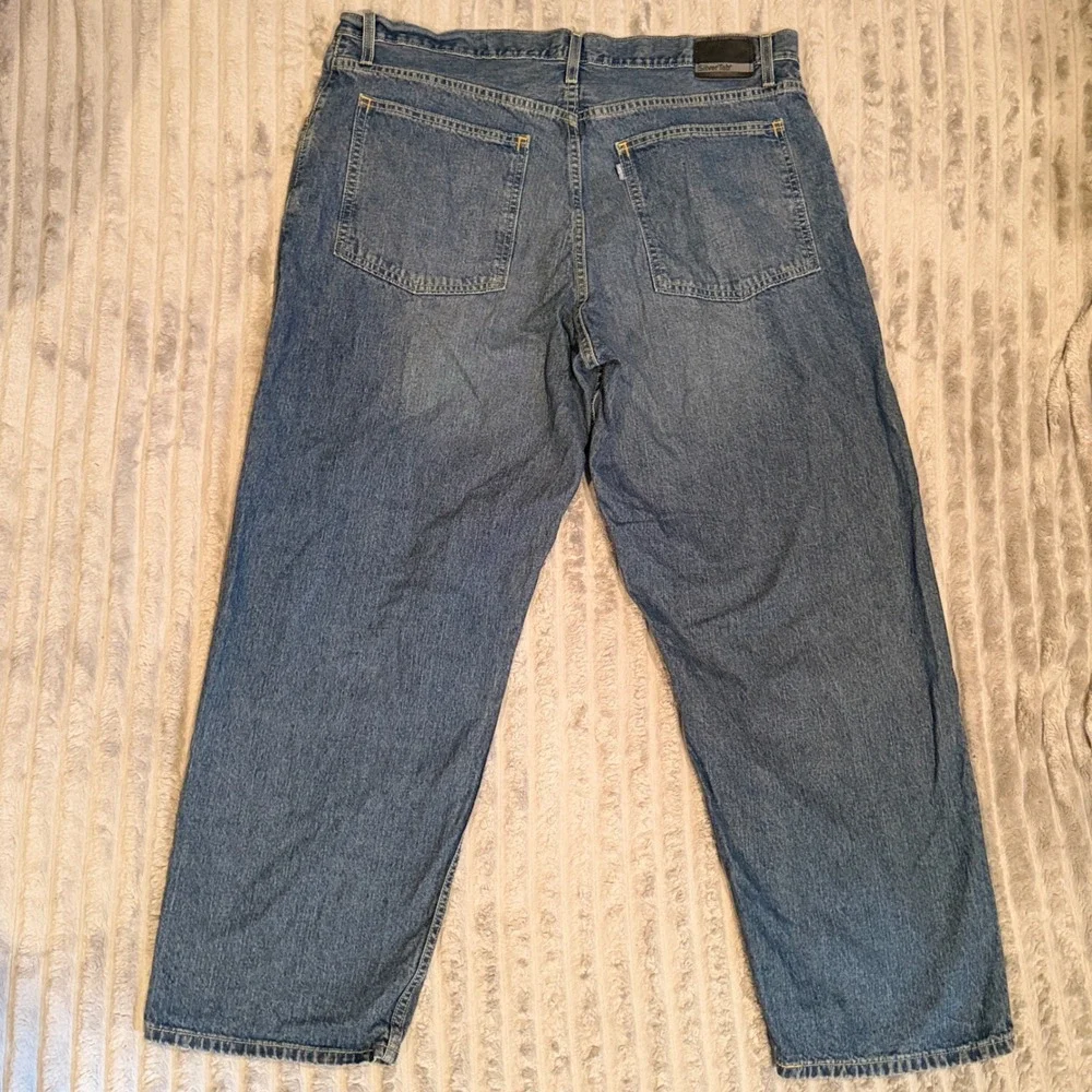 Levis SilverTab Baggy Jeans Mens 42x32 Blue Medium Wash Relaxed Wide Leg Denim